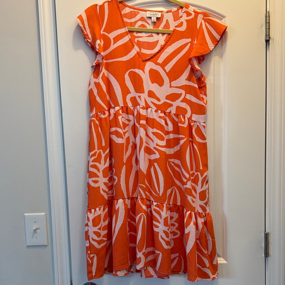 Mud Pie Orange and White Floral Dress